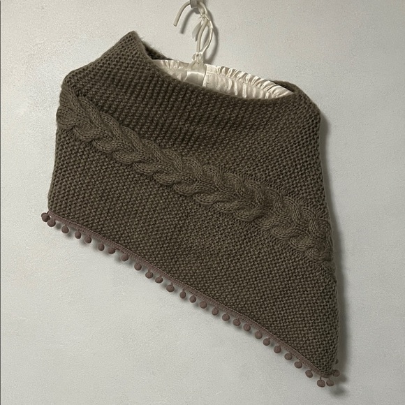 Brown Knit Mini Poncho with Cable Detail - Picture 1 of 3